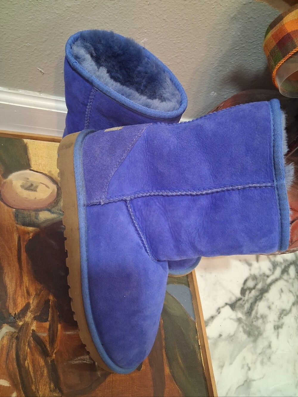 Women’s Cozy Short Shearling Boots - Blue